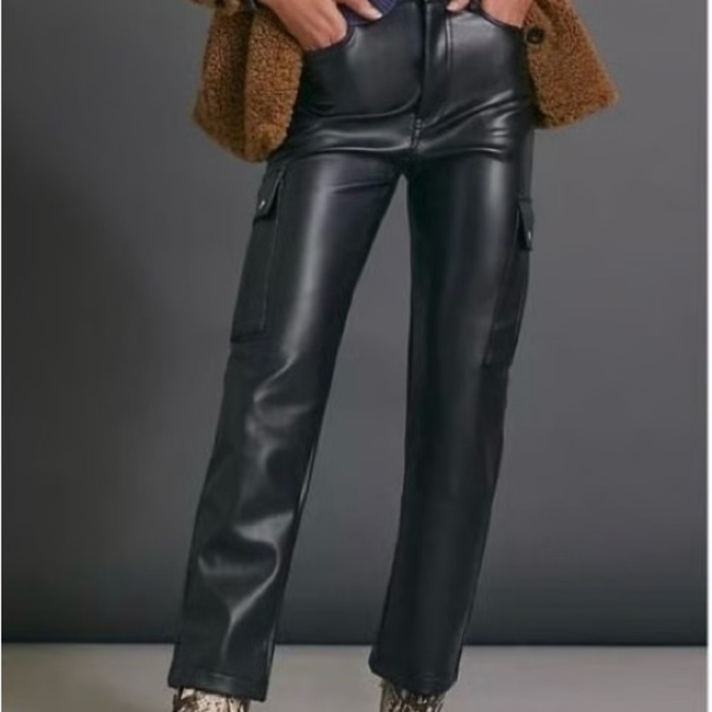 Avec Les Filles Faux Leather Pants in Black